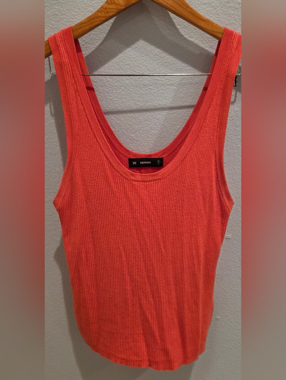 Hering Women's Ribbed Tank Top - Coral Orange